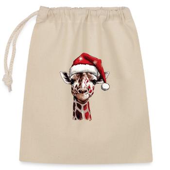 Giraffe Christmas Animal Head - Closable cotton gift bag (25x30cm) - nature - Front