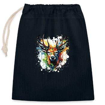 Deer Pop Art Head - Closable cotton gift bag (25x30cm) - navy - Front