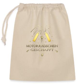 Motorradschein Motorradprüfung Führerschein - Verschließbarer Geschenkbeutel aus Baumwolle (25x30cm) - Natur - Vorne