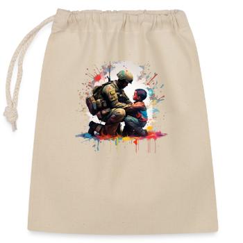 Soldier and Child - Closable cotton gift bag (25x30cm) - nature - Front