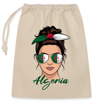 Algerian Girl Woman Flag Algeria - Closable cotton gift bag (25x30cm) - nature - Front