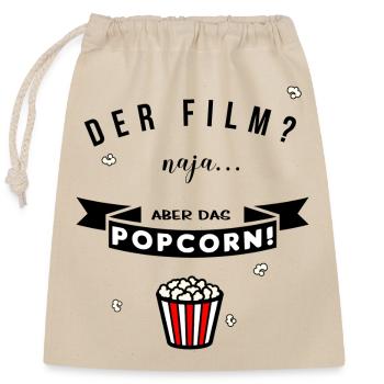 Popcorn Liebhaber - Verschließbarer Geschenkbeutel aus Baumwolle (25x30cm) - Natur - Vorne
