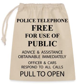 police box text - Verschließbarer Geschenkbeutel aus Baumwolle (25x30cm) - Natur - Vorne