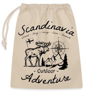 Scandinavia Outdoor Adventure Flag Moose - Closable cotton gift bag (25x30cm) - nature - Front