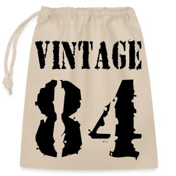 Vintage 1984 - Jahrgang 84 - Party Vector - Closable cotton gift bag (25x30cm) - nature - Front