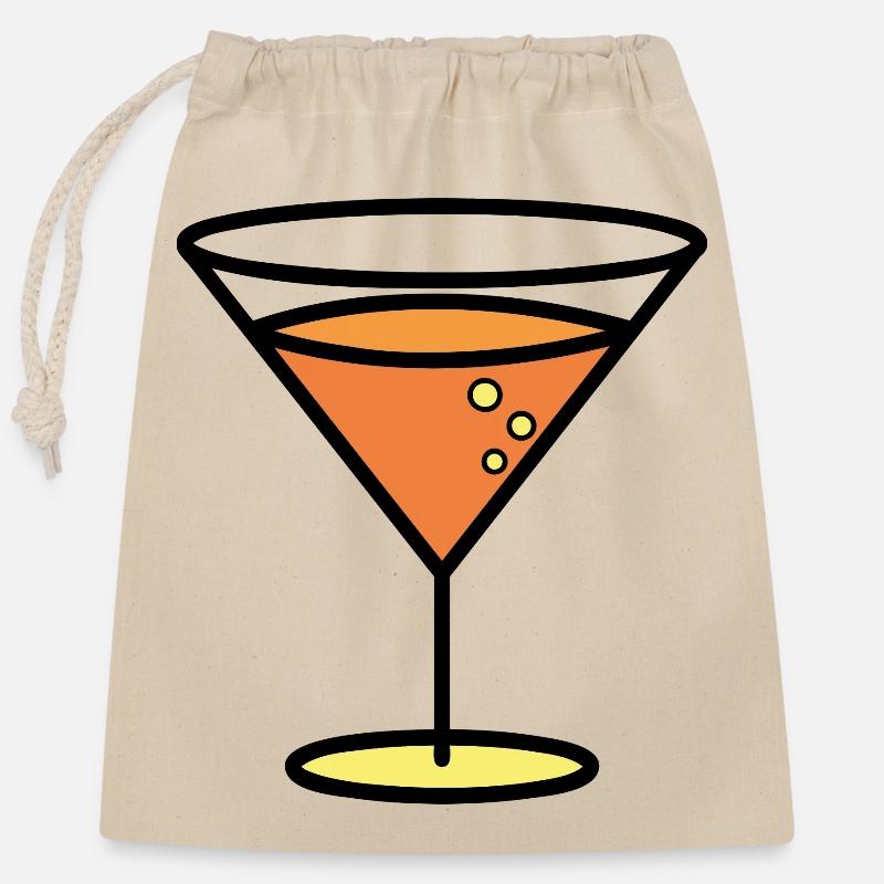 Cocktail - Verschließbarer Geschenkbeutel aus Baumwolle (25x30cm) - Natur