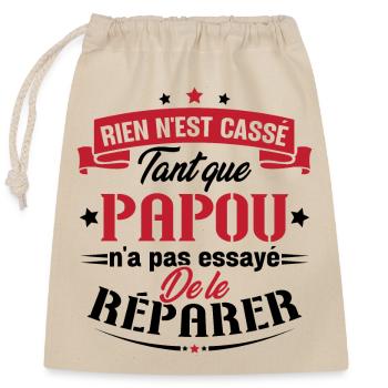 Rien n'est cassé tant que papou le réparer cadeau - Sac cadeau en coton avec cordon (25 x 30 cm) - nature - Devant