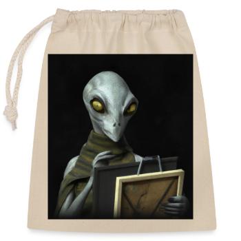 Alien artist - Closable cotton gift bag (25x30cm) - nature - Front