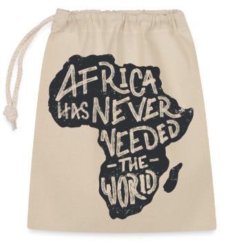 Afrika Karte Handlettering - Verschließbarer Geschenkbeutel aus Baumwolle (25x30cm) - Natur - Vorne