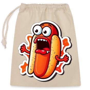 Hot-dog hurlant - Sac cadeau en coton avec cordon (25 x 30 cm) - nature - Devant