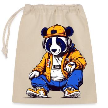 Le panda a des frissons dans le hip-hop et la fièvre du raie - Sac cadeau en coton avec cordon (25 x 30 cm) - nature - Devant