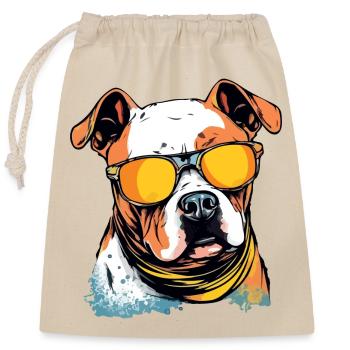 Jok die Bulldogge - Verschließbarer Geschenkbeutel aus Baumwolle (25x30cm) - Natur - Vorne