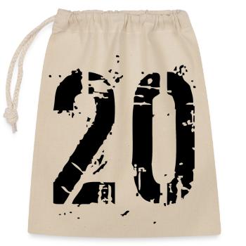 20 Zahl 20 Jahre - Verschließbarer Geschenkbeutel aus Baumwolle (25x30cm) - Natur - Vorne