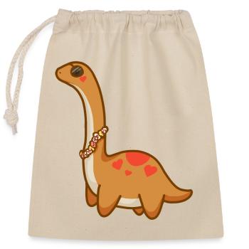 Dino bronzé hugadino, mignon dinosaure - Sac cadeau en coton avec cordon (25 x 30 cm) - nature - Devant