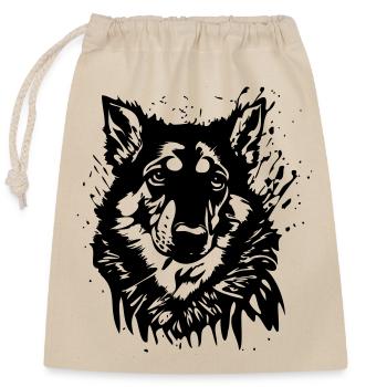 Vintage drawing retro dog head grafiti - Closable cotton gift bag (25x30cm) - nature - Front
