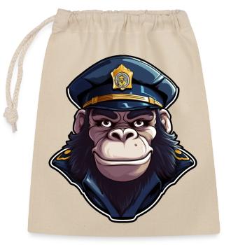 Police des singes - Sac cadeau en coton avec cordon (25 x 30 cm) - nature - Devant