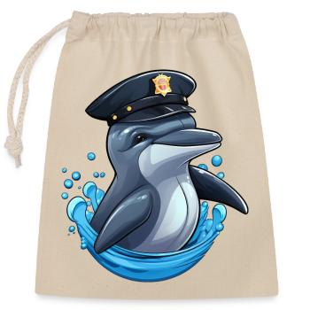 Police des dauphins - Sac cadeau en coton avec cordon (25 x 30 cm) - nature - Devant