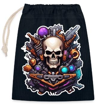Pommes frites / Fast Food / Kartoffel / Essen - Verschließbarer Geschenkbeutel aus Baumwolle (25x30cm) - Navy - Vorne