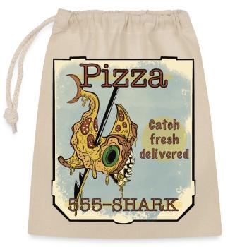 Requin de la pizza - Sac cadeau en coton avec cordon (25 x 30 cm) - nature - Devant