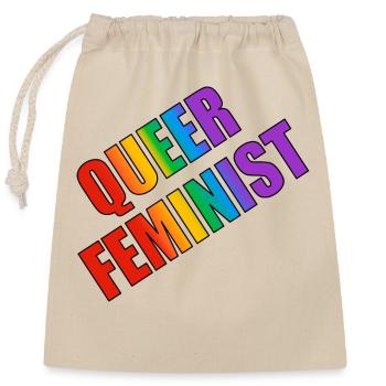 Queer Feminist - Closable cotton gift bag (25x30cm) - nature - Front