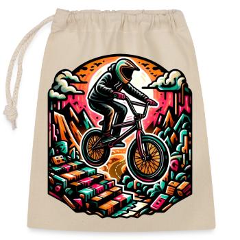 Bmx Folie, Vélo, bmx fans! - Closable cotton gift bag (25x30cm) - nature - Front