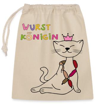 Saucisse Reine Chat - Sac cadeau en coton avec cordon (25 x 30 cm) - nature - Devant
