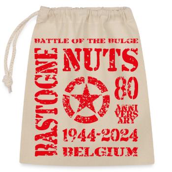 AVM Bastogne NUTS 80th Anniversary 1944 2024 Rot - Verschließbarer Geschenkbeutel aus Baumwolle (25x30cm) - Natur - Vorne