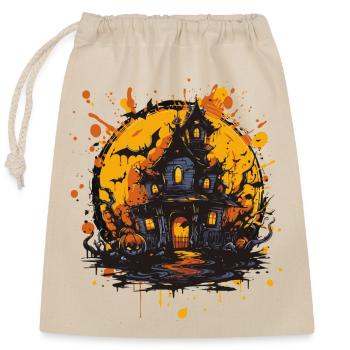 Haunted House Halloween - Closable cotton gift bag (25x30cm) - nature - Front