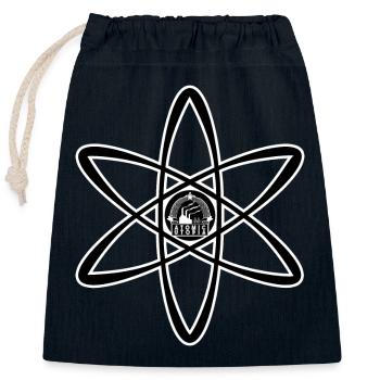 Atomic Utopia - Atom Emblem in Black - Closable cotton gift bag (25x30cm) - navy - Front