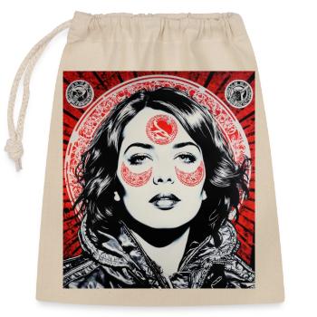 Street art portrait - Closable cotton gift bag (25x30cm) - nature - Front