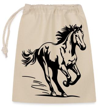 horse - Closable cotton gift bag (25x30cm) - nature - Front