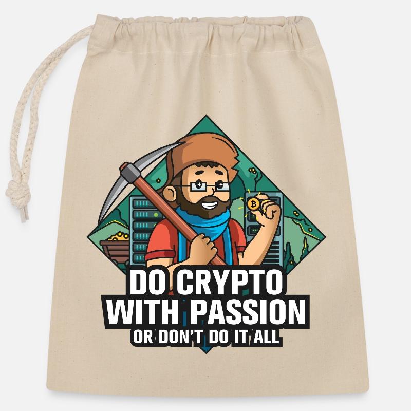 Do crypto with passion - Closable cotton gift bag (25x30cm) - nature