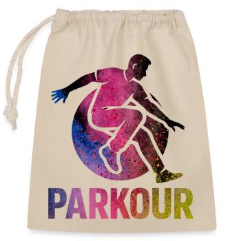 Parkour Jump - Design urbain dynamique - Sac cadeau en coton avec cordon (25 x 30 cm) - nature - Devant