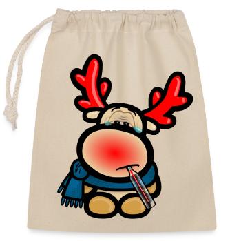 Reindeer Elmondo has the flu - Closable cotton gift bag (25x30cm) - nature - Front