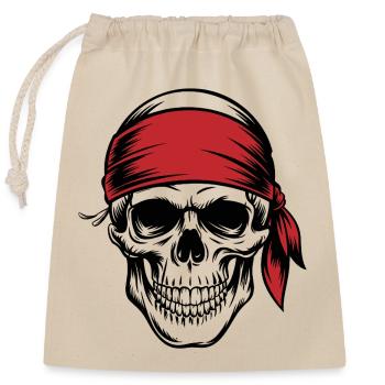Crâne de pirate - Sac cadeau en coton avec cordon (25 x 30 cm) - nature - Devant