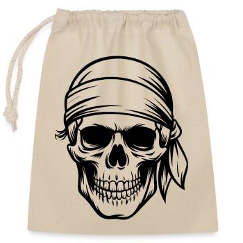 Crâne de pirate - Sac cadeau en coton avec cordon (25 x 30 cm) - nature - Devant