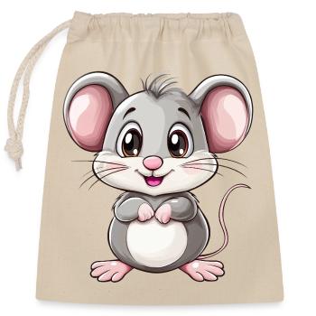 Mignon bébé souris - Sac cadeau en coton avec cordon (25 x 30 cm) - nature - Devant