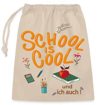 L'école est cool, écolier - Sac cadeau en coton avec cordon (25 x 30 cm) - nature - Devant