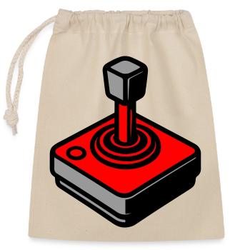 Retro Joystick Gamer - Verschließbarer Geschenkbeutel aus Baumwolle (25x30cm) - Natur - Vorne