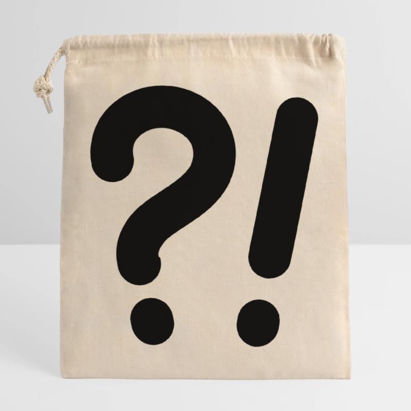 Points d’interrogation et points d’exclamation Sac cadeau en coton avec cordon (25 x 30 cm)