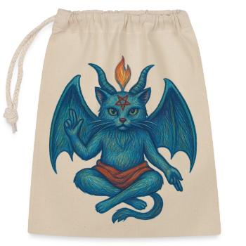 Cat Baphomet  - Closable cotton gift bag (25x30cm) - nature - Front