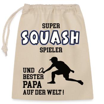 Joueur de squash Squasher Papa Père Homme - Sac cadeau en coton avec cordon (25 x 30 cm) - nature - Devant