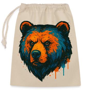 Neon Bear Pop Art - Closable cotton gift bag (25x30cm) - nature - Front