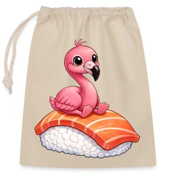 Flamingo Sushi Japanisches Essen Roher Fisch - Verschließbarer Geschenkbeutel aus Baumwolle (25x30cm) - Natur - Vorne