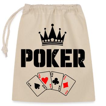 Poker Karten - Verschließbarer Geschenkbeutel aus Baumwolle (25x30cm) - Natur - Vorne