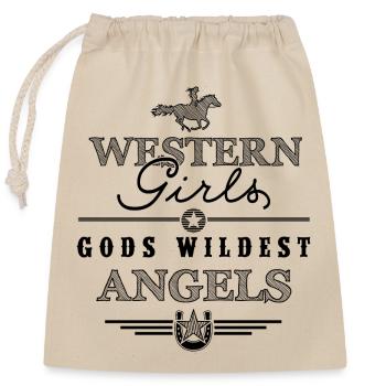Western Girls - Gods Wildest Angels - Verschließbarer Geschenkbeutel aus Baumwolle (25x30cm) - Natur - Vorne