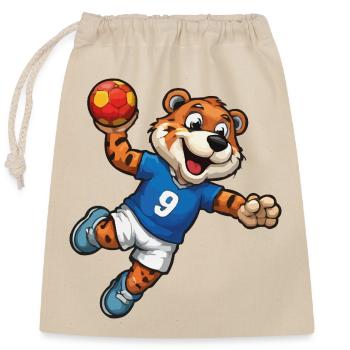 Tigre en maillot de football - Sac cadeau en coton avec cordon (25 x 30 cm) - nature - Devant