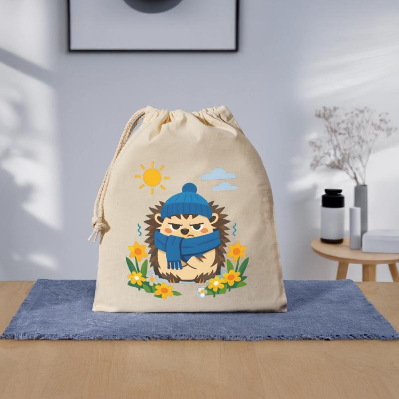 Printemps ? Non commandé ! Sac cadeau en coton avec cordon (25 x 30 cm)