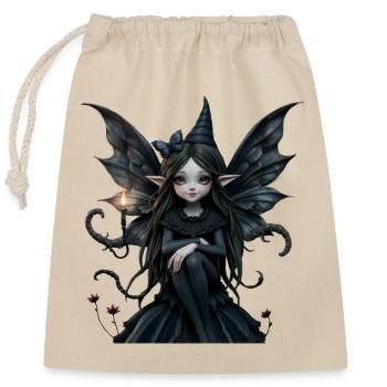 Dark Fairy with Black Wings - Closable cotton gift bag (25x30cm) - nature - Front