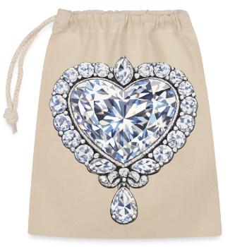 Herzförmiger Diamantschmuck - Verschließbarer Geschenkbeutel aus Baumwolle (25x30cm) - Natur - Vorne